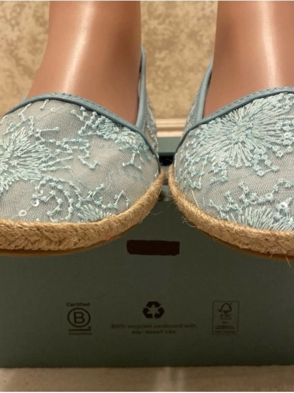Bella Marie Light Blue Sequin Espadrille Flats - Picture 5 of 12